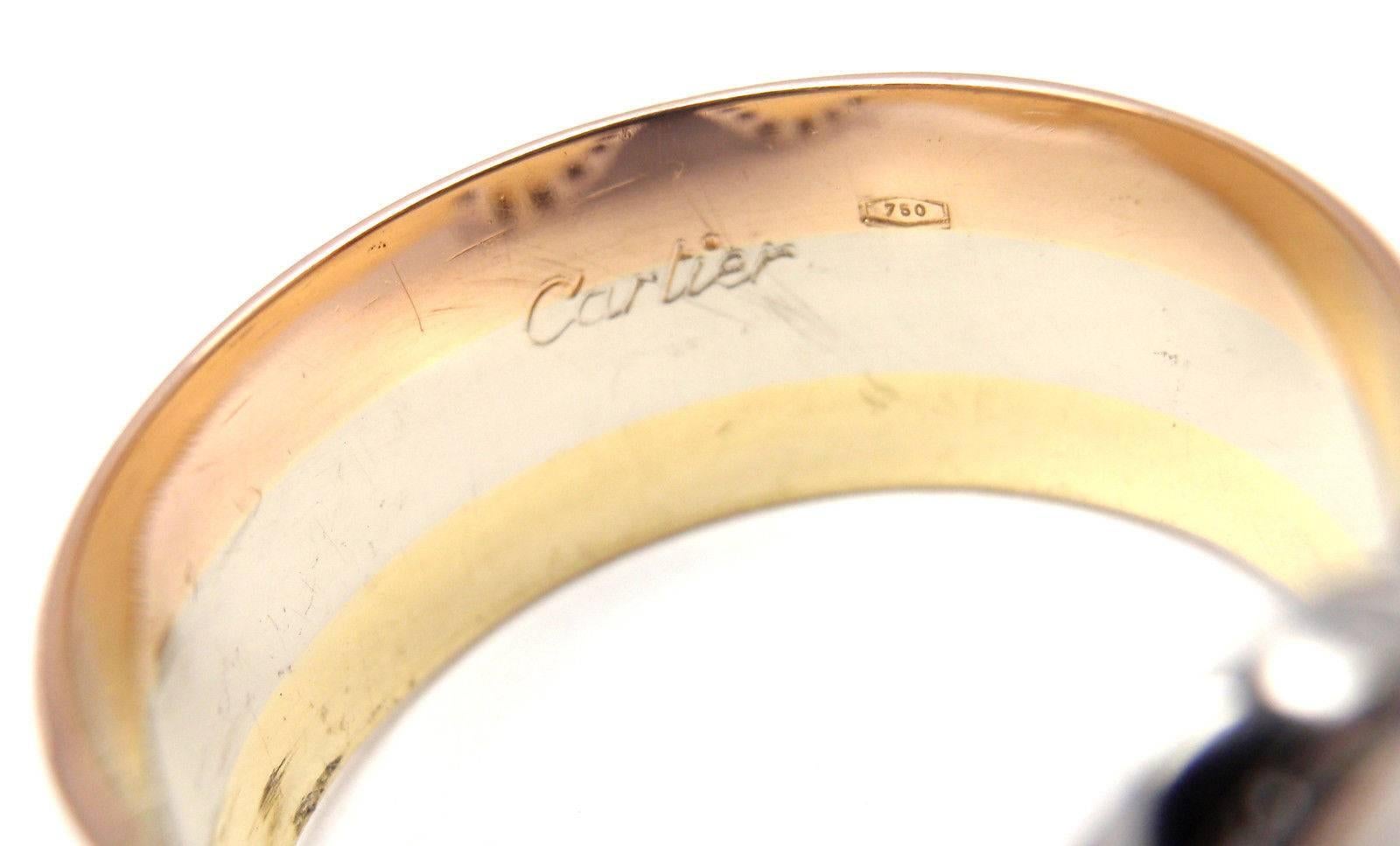 Cartier Double C Diamant Tri-Color Gold Band Ring 3