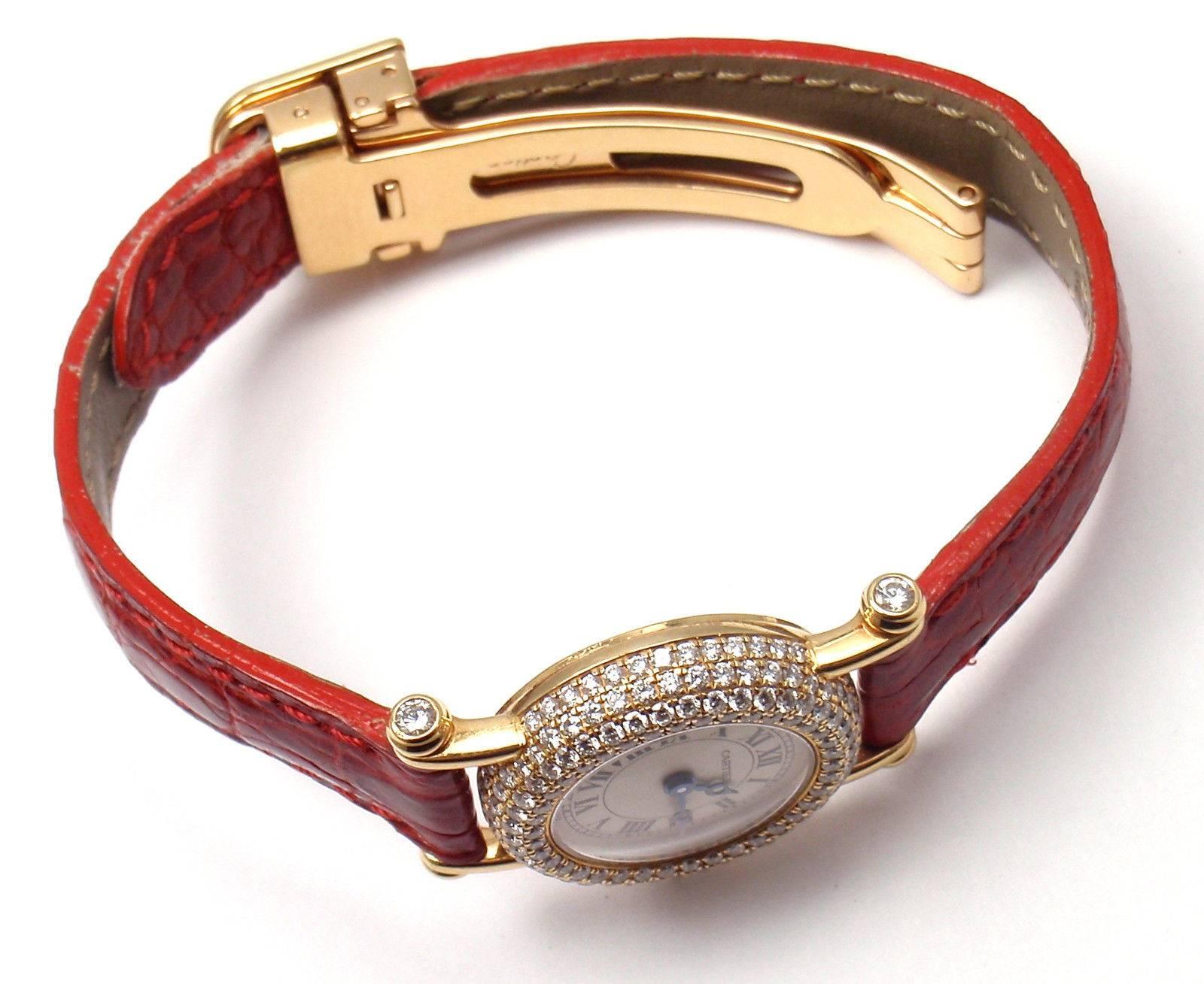 Cartier Ladies Diabolo Yellow Gold Diamond Quartz Wristwatch In New Condition In Holland, PA