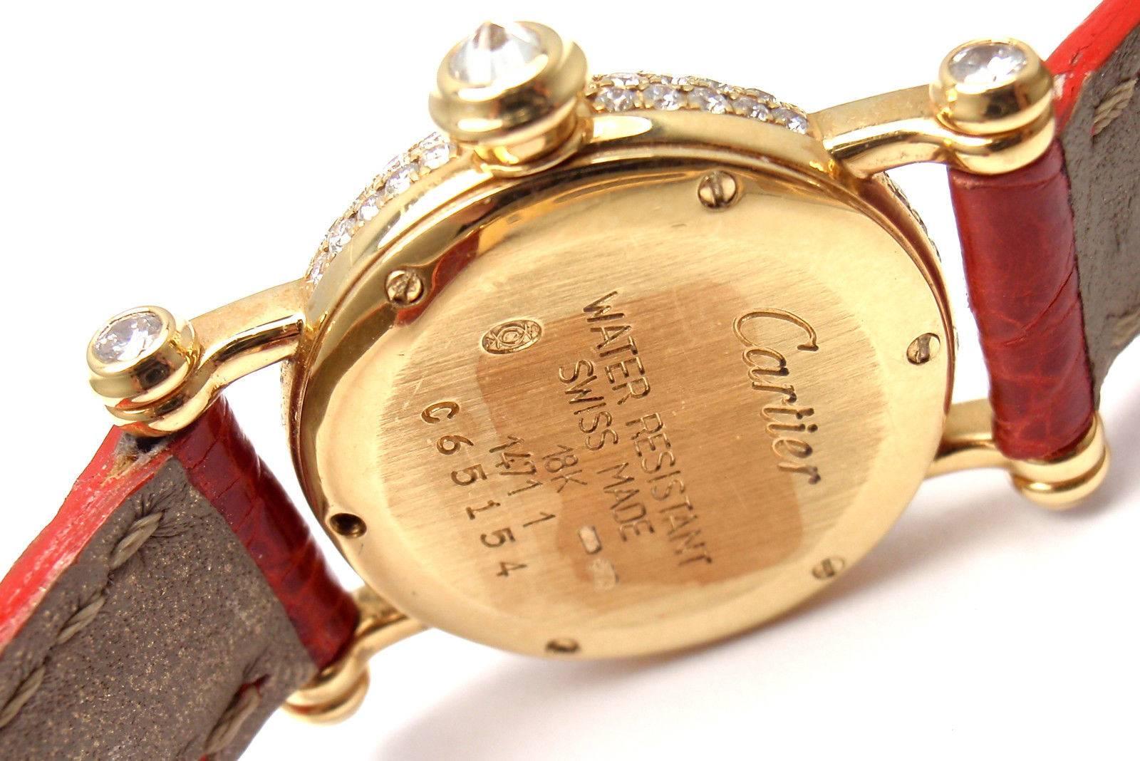 Cartier Ladies Diabolo Yellow Gold Diamond Quartz Wristwatch 1