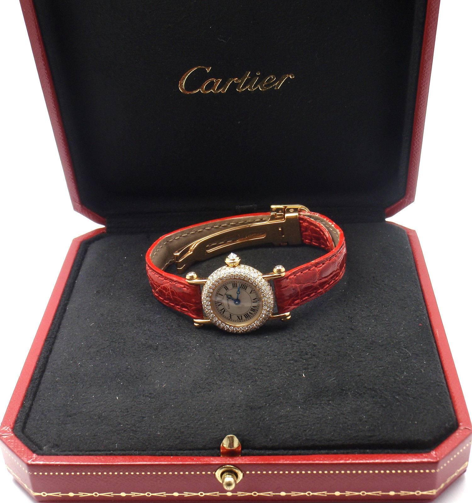 Cartier Ladies Diabolo Yellow Gold Diamond Quartz Wristwatch 2