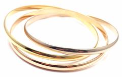 Cartier Trinity Rolling Tri-Colored Gold Bangle Bracelet