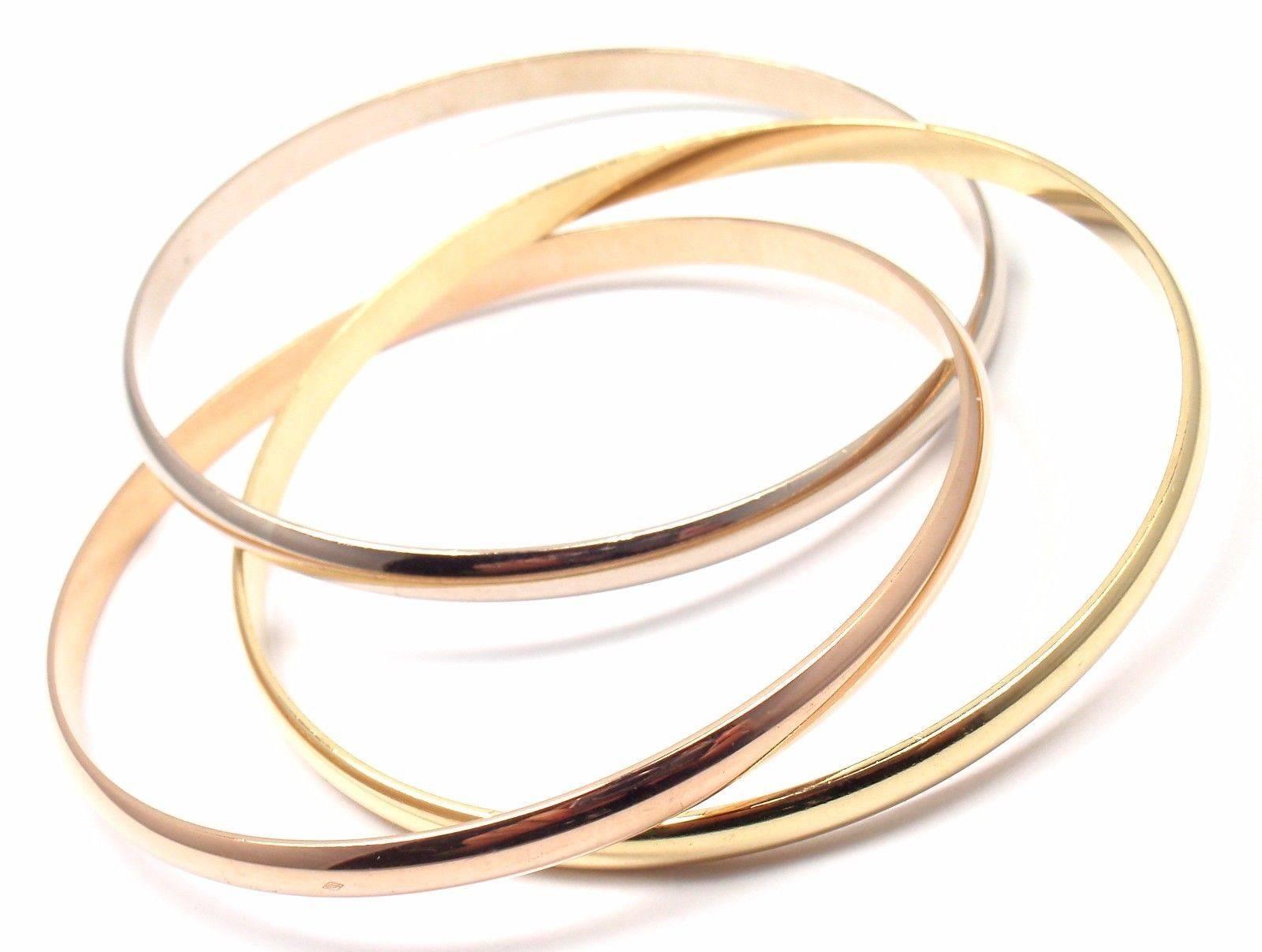Cartier Trinity Rolling Tri-Colored Gold Bangle Bracelet 3