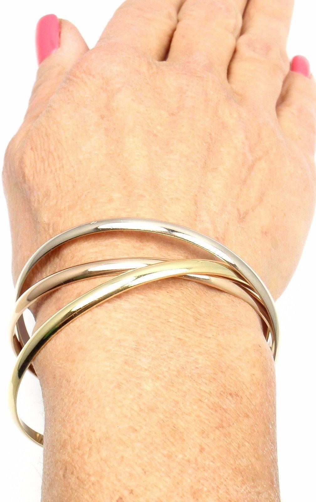 Cartier Trinity Rolling Tri-Colored Gold Bangle Bracelet 1