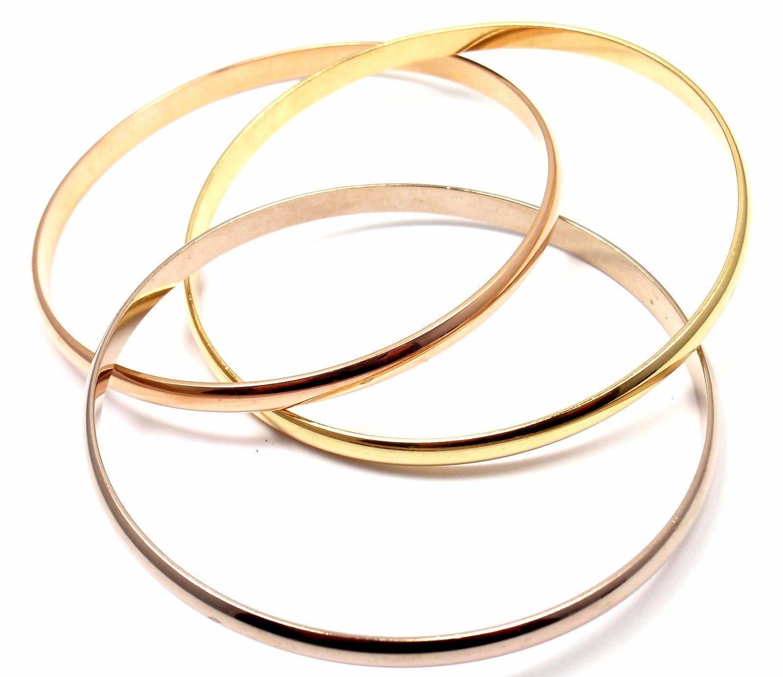 Cartier Trinity Rolling Tri-Colored Gold Bangle Bracelet 4