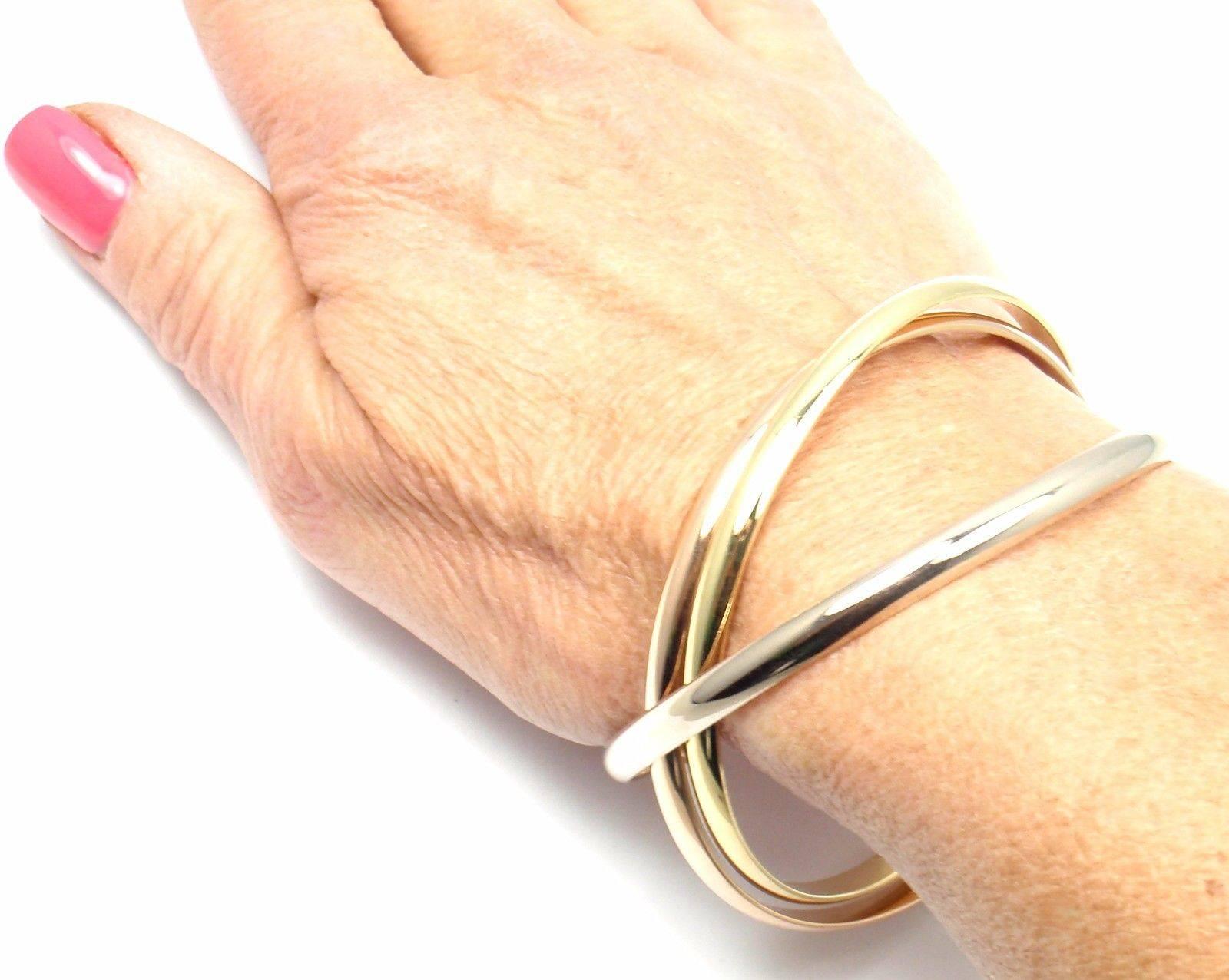 Cartier Trinity Rolling Tri-Colored Gold Bangle Bracelet 6