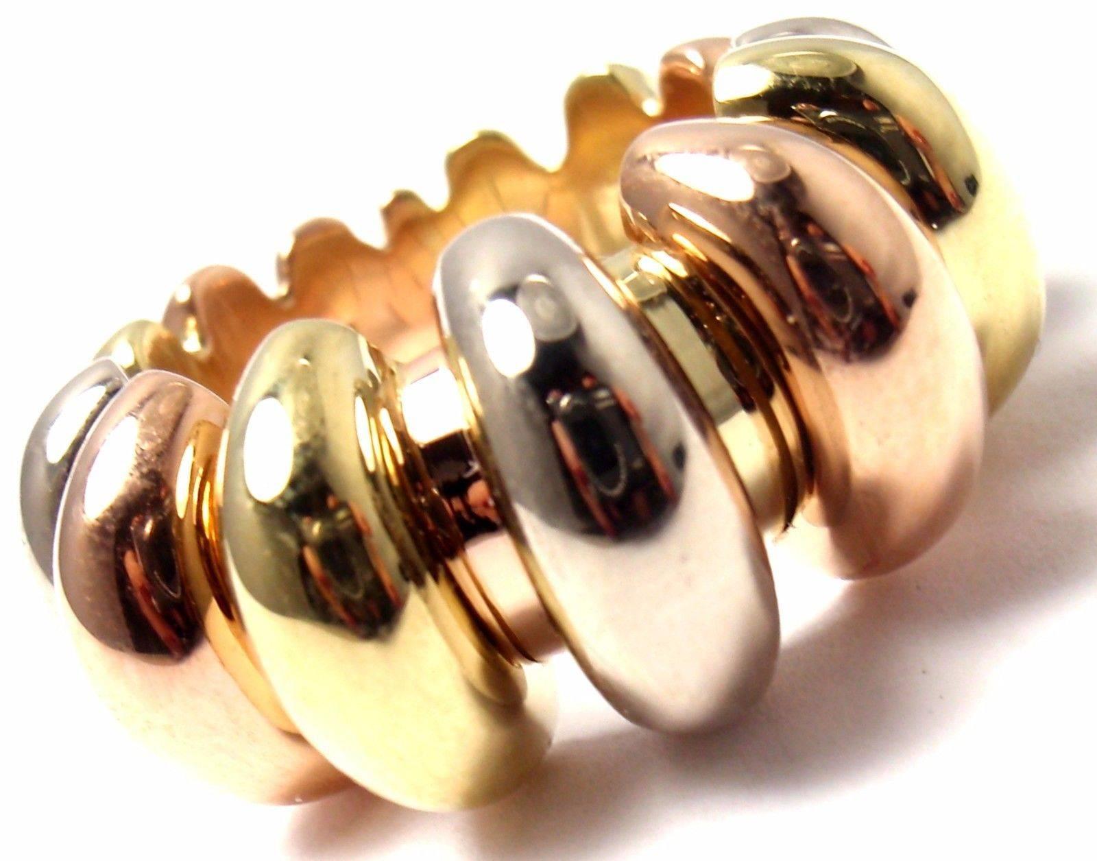 Bulgari Celtaura Tri-Color Gold Band Ring 2