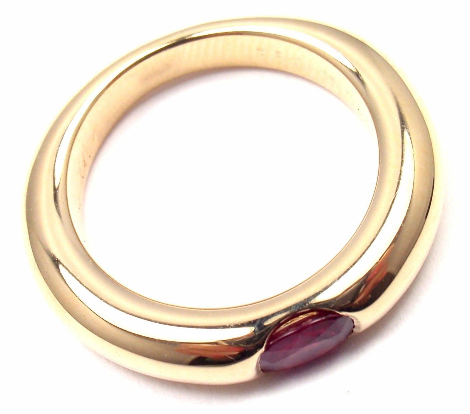Cartier Ellipse Ruby Yellow Gold Band Ring 3