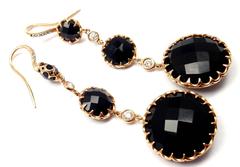 Ivanka Trump Diamond Onyx French Wire Rose Gold Drop Earrings