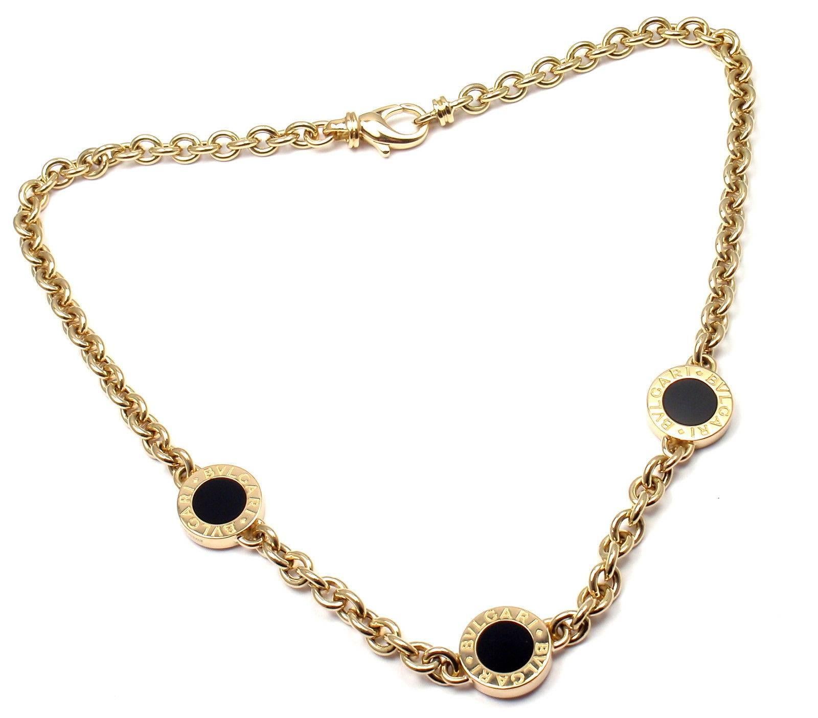 Bulgari Black Onyx Link Yellow Gold Necklace 3