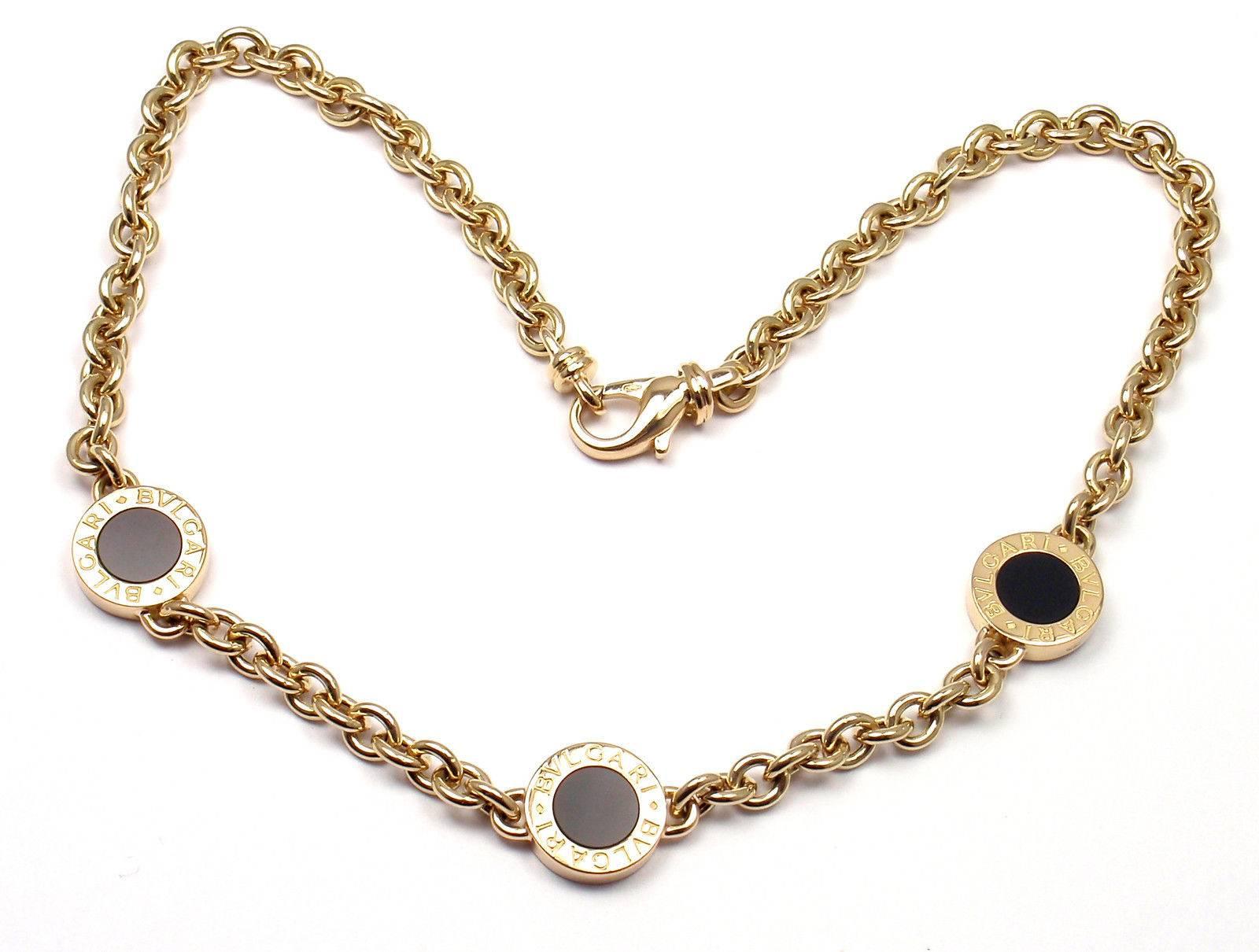 Bulgari Black Onyx Link Yellow Gold Necklace 1