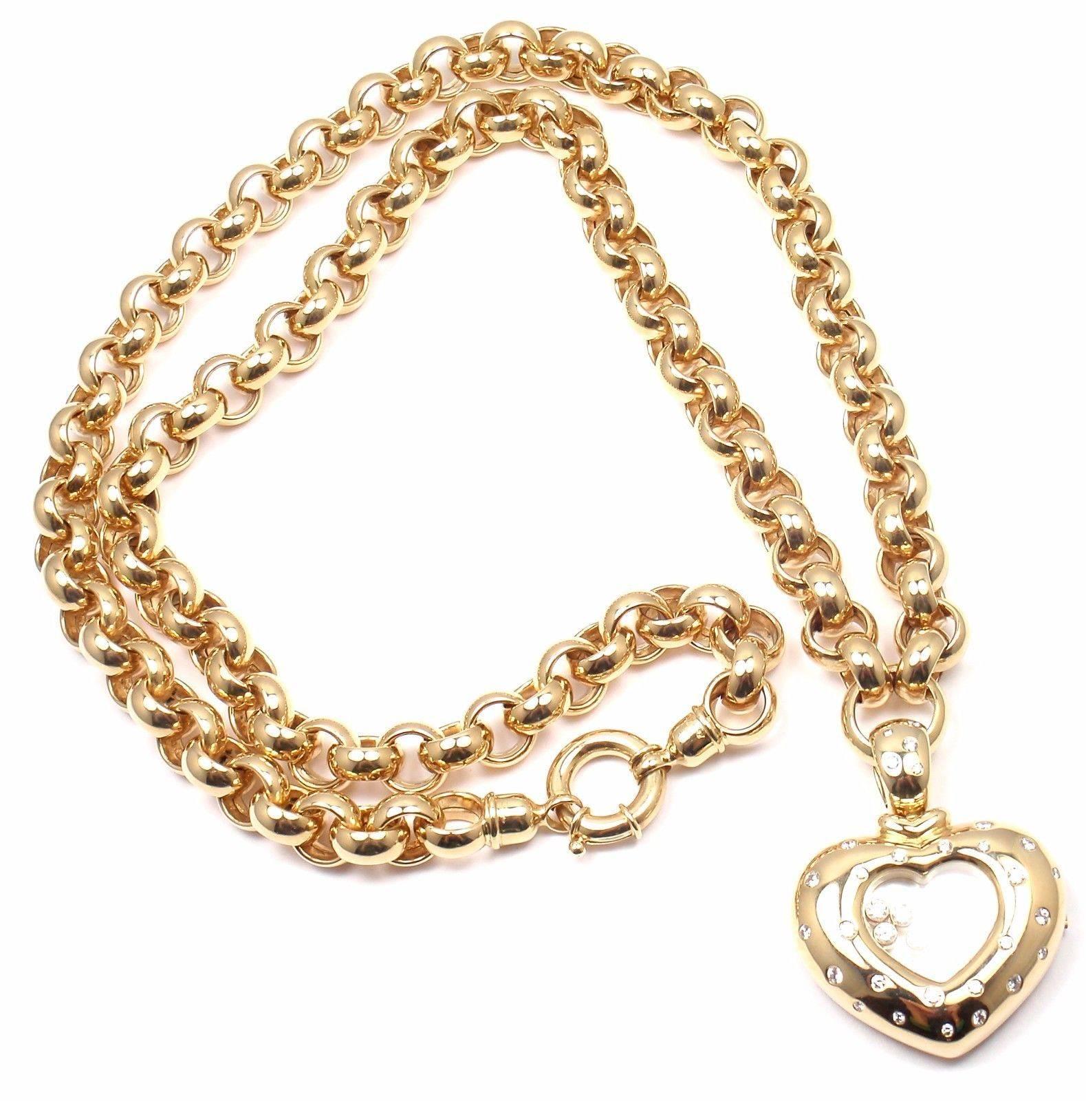 Chopard Happy Diamond Yellow Gold Heart Shape Watch Pendant Necklace In New Condition In Holland, PA