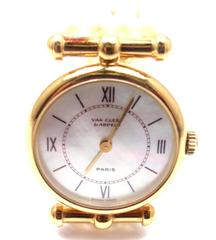 Van Cleef & Arpels Damen Gelbgold Seed Pearl Armband Quarz Armbanduhr