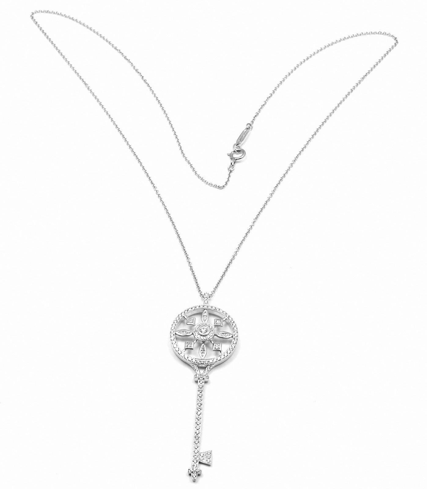 Women's or Men's Tiffany & Co Diamond Kaleidoscope Key Platinum Pendant Necklace
