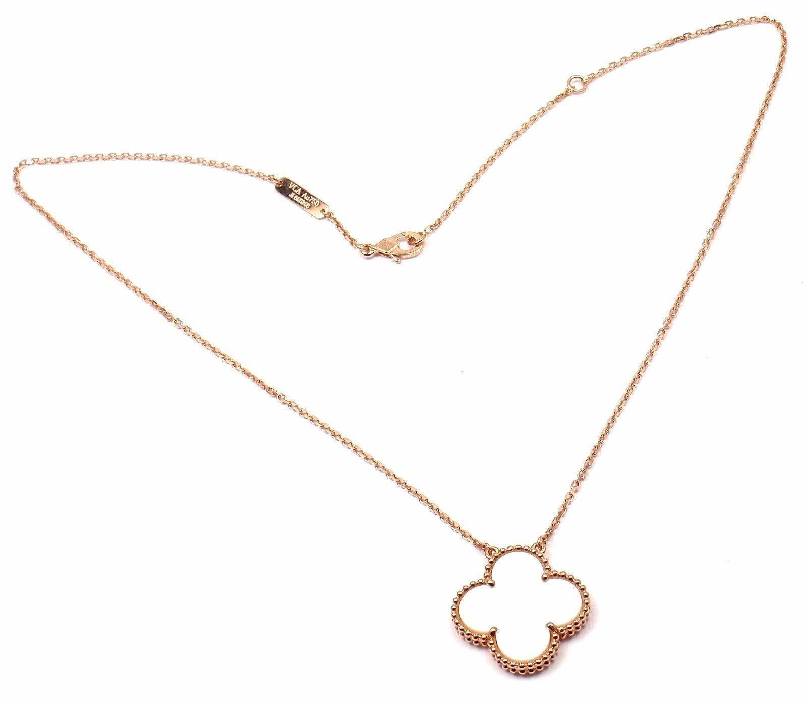 Van Cleef & Arpels Alhambra Mother Of Pearl Ginza Special Rose Gold Necklace 1