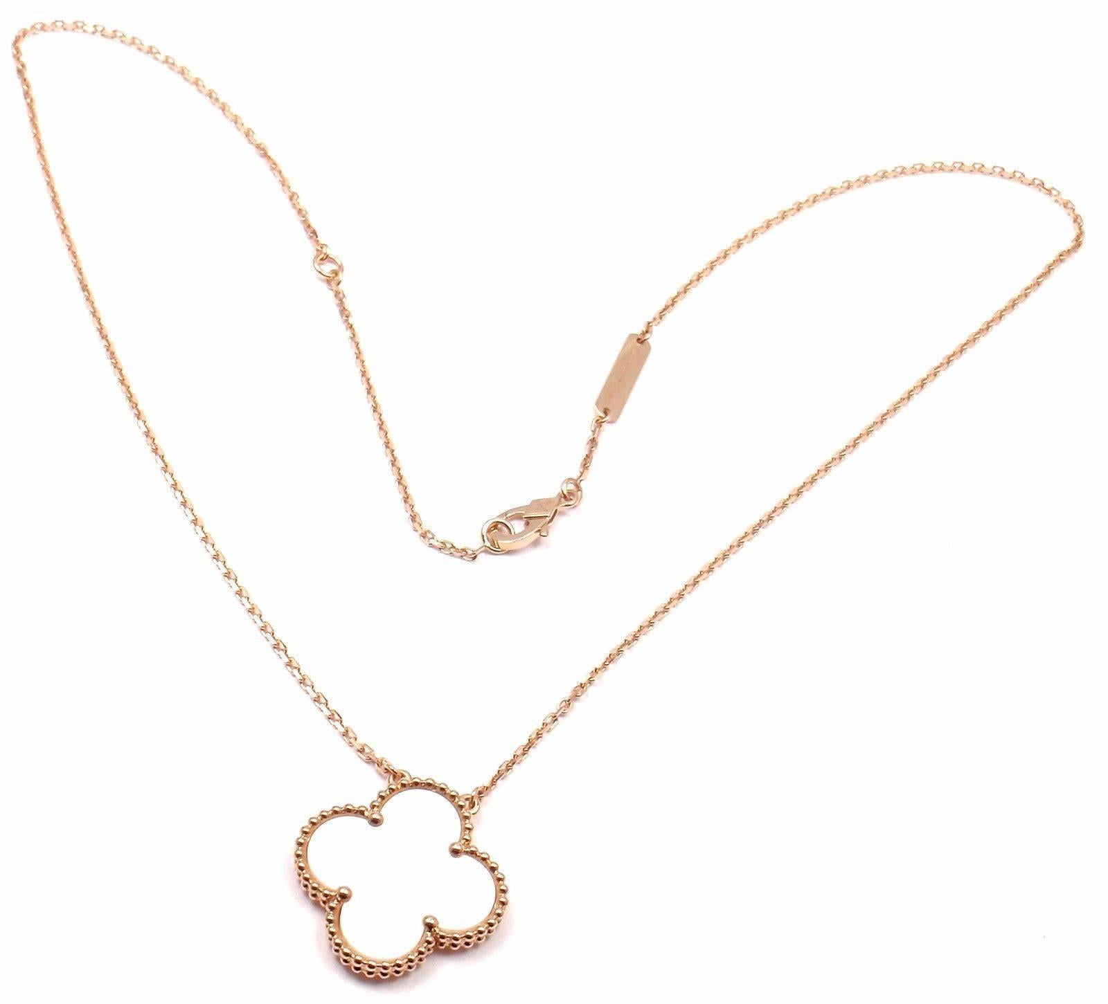 Van Cleef & Arpels Alhambra Mother Of Pearl Ginza Special Rose Gold Necklace 2
