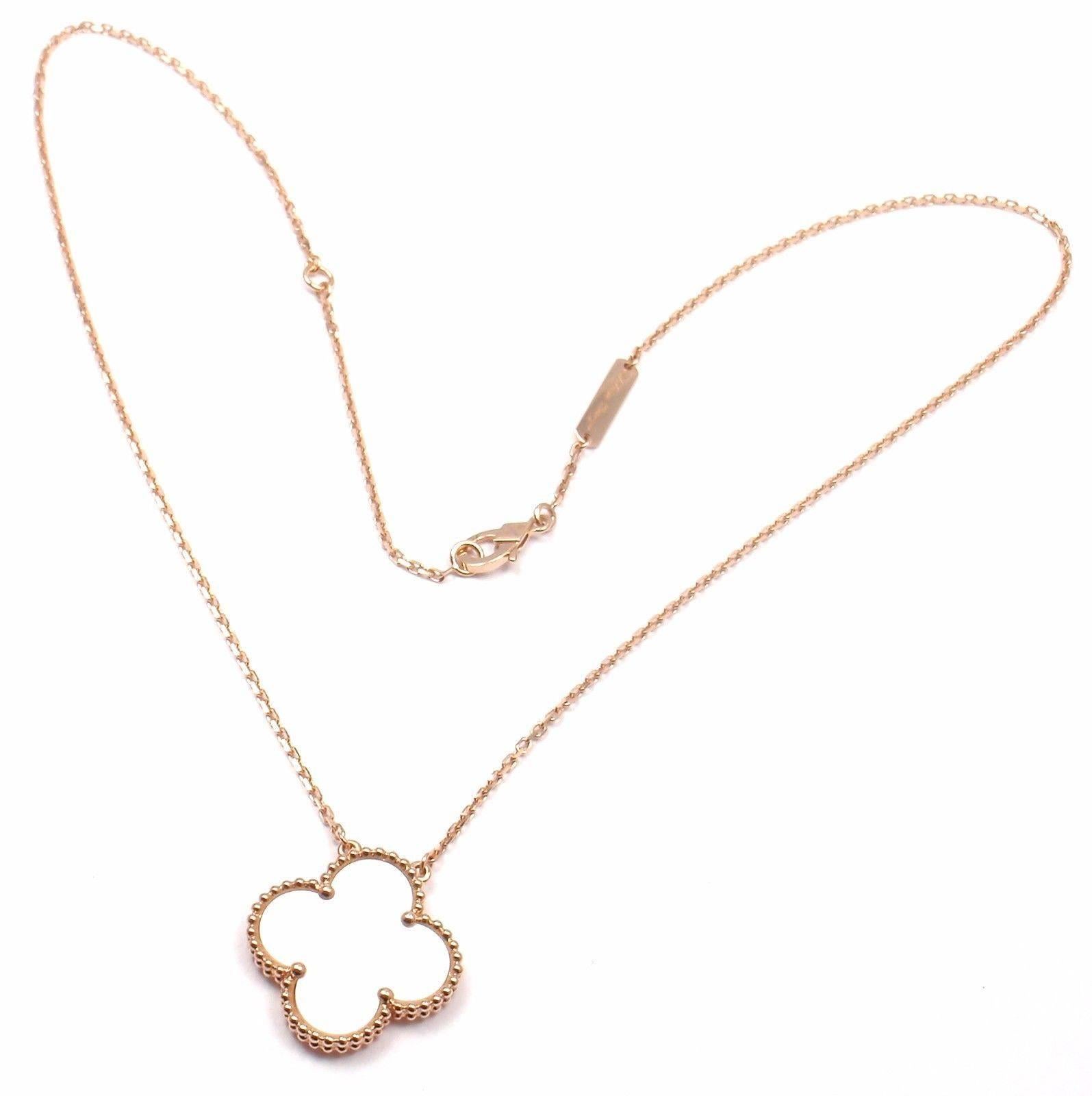 Van Cleef & Arpels Alhambra Mother Of Pearl Ginza Special Rose Gold Necklace 3