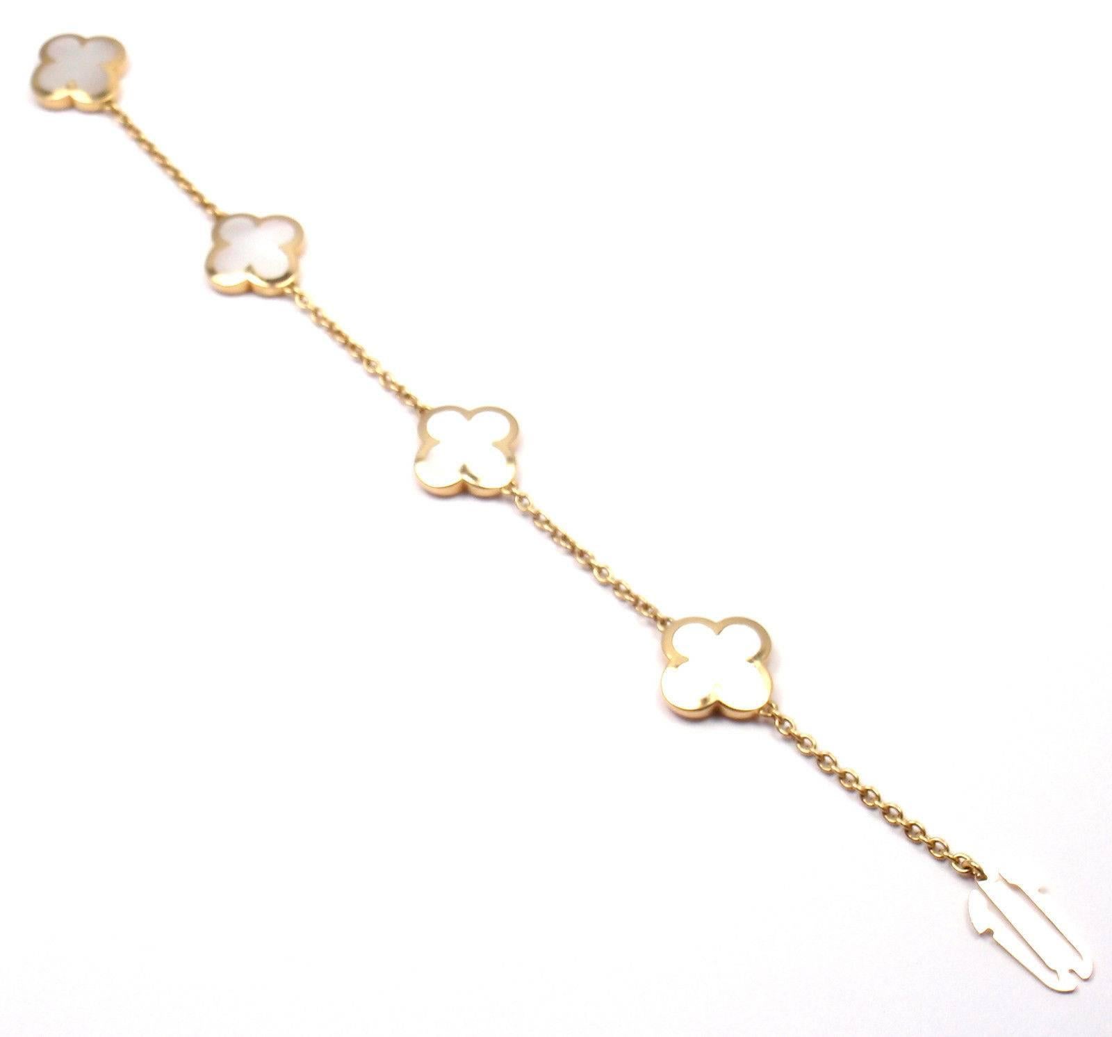 Van Cleef & Arpels Pure Alhambra Mother Of Pearl Yellow  Gold Bracelet 1