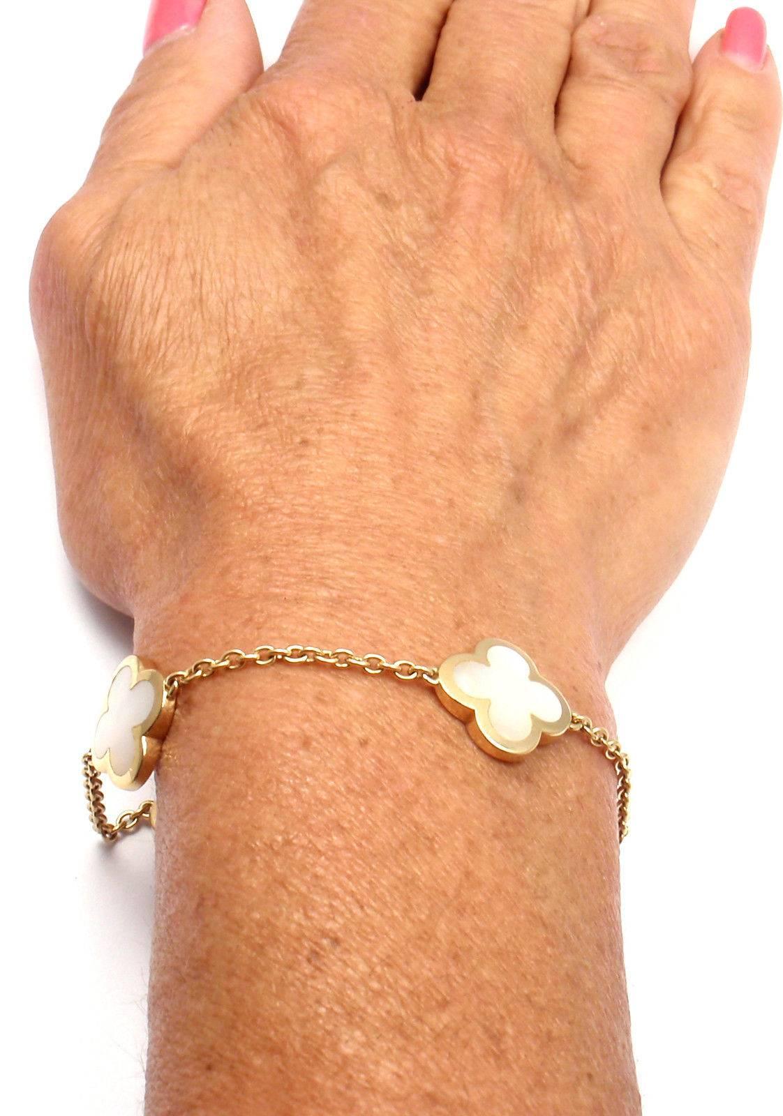 Van Cleef & Arpels Pure Alhambra Mother Of Pearl Yellow  Gold Bracelet 3