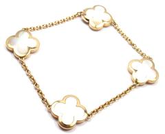 Van Cleef & Arpels Pure Alhambra Mother Of Pearl Yellow  Gold Bracelet