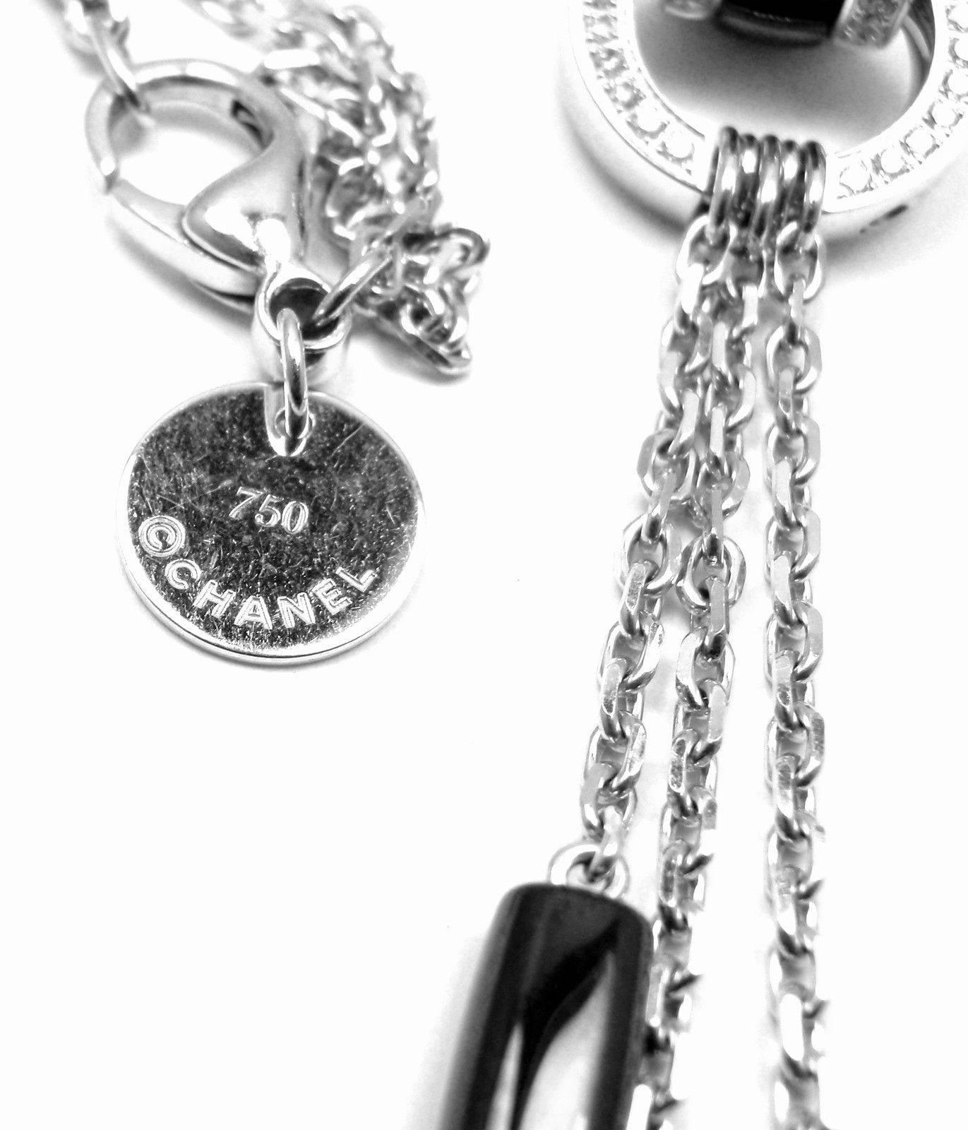 Women's or Men's Chanel Ulta Diamond Black Ceramic White Gold Pendant Necklace
