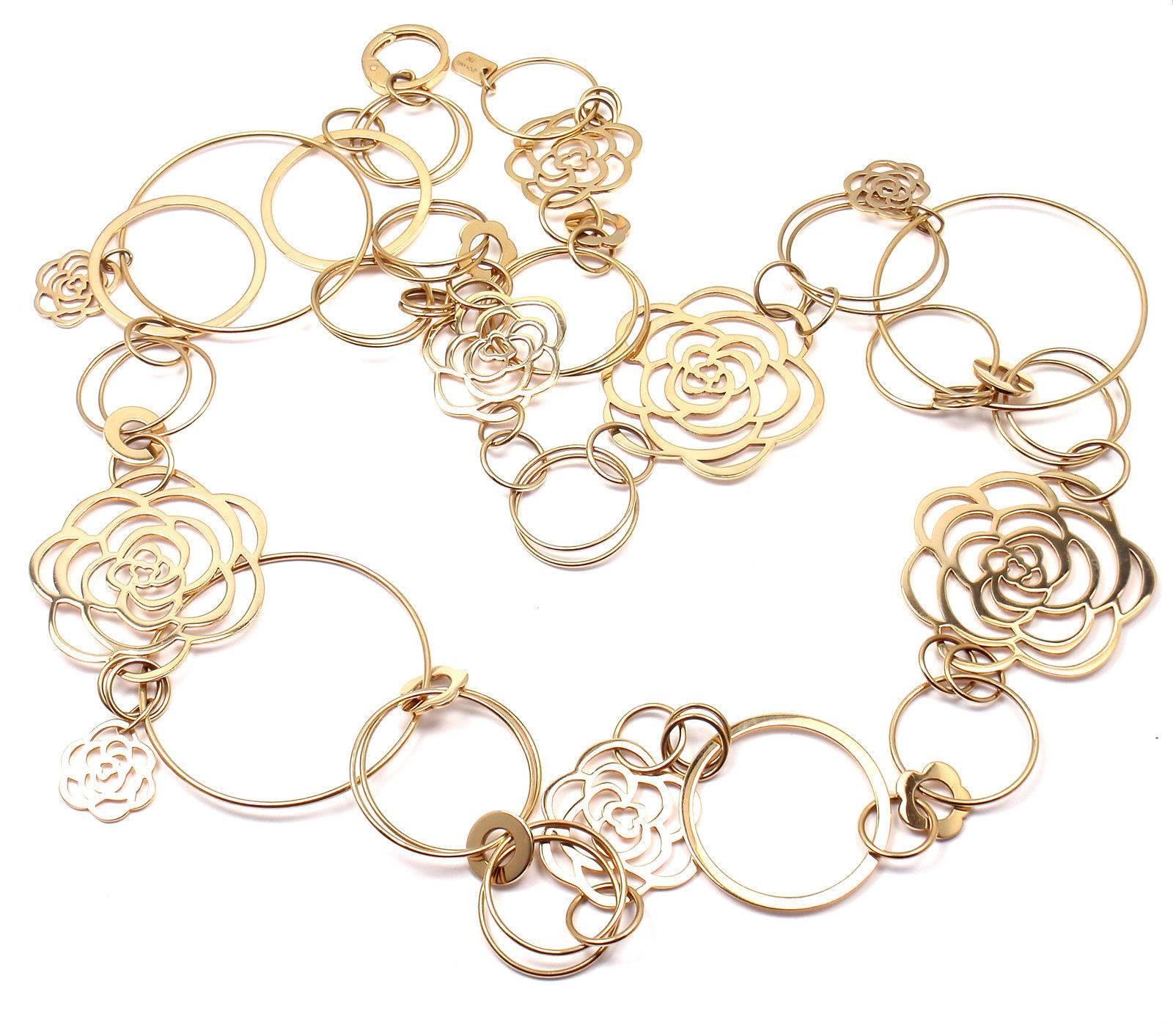 Women's or Men's Chanel Camélia Camellia Sautoir Flower Large Version Yellow Gold Link Necklace