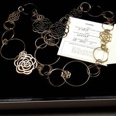 Chanel Camélia Camellia Sautoir Flower Large Version Yellow Gold Link Necklace