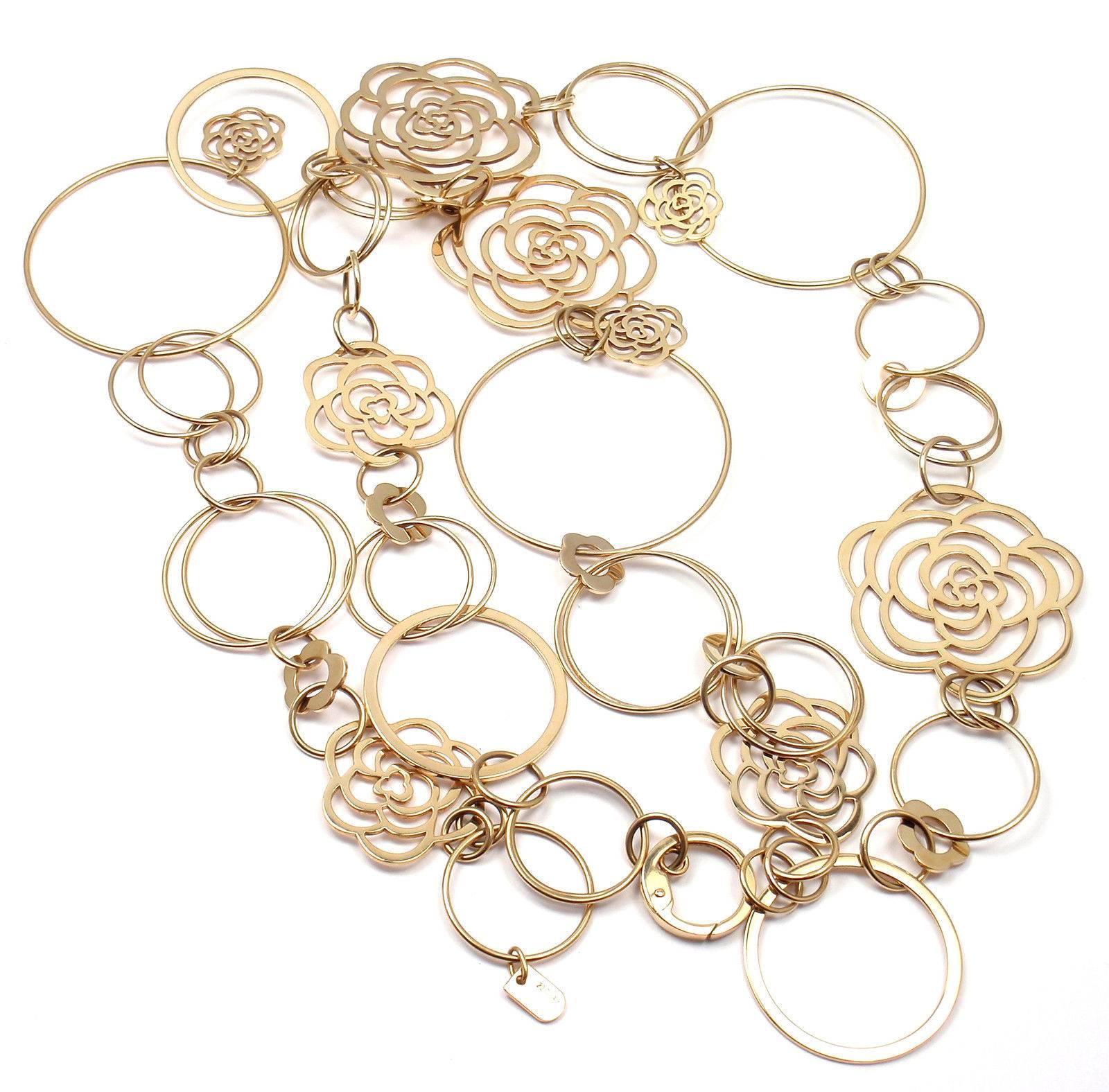 Chanel Camélia Camellia Sautoir Flower Large Version Yellow Gold Link Necklace 1