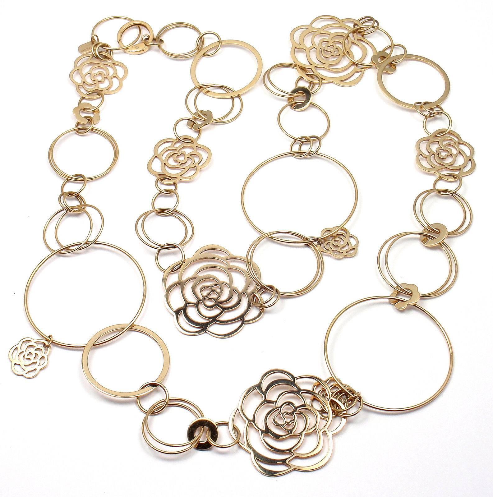 Chanel Camélia Camellia Sautoir Flower Large Version Yellow Gold Link Necklace 2