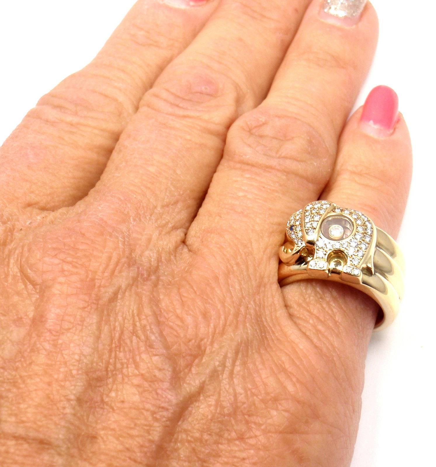 Chopard Happy Elephant Wide Yellow Gold Band Ring In New Condition In Southampton, PA
