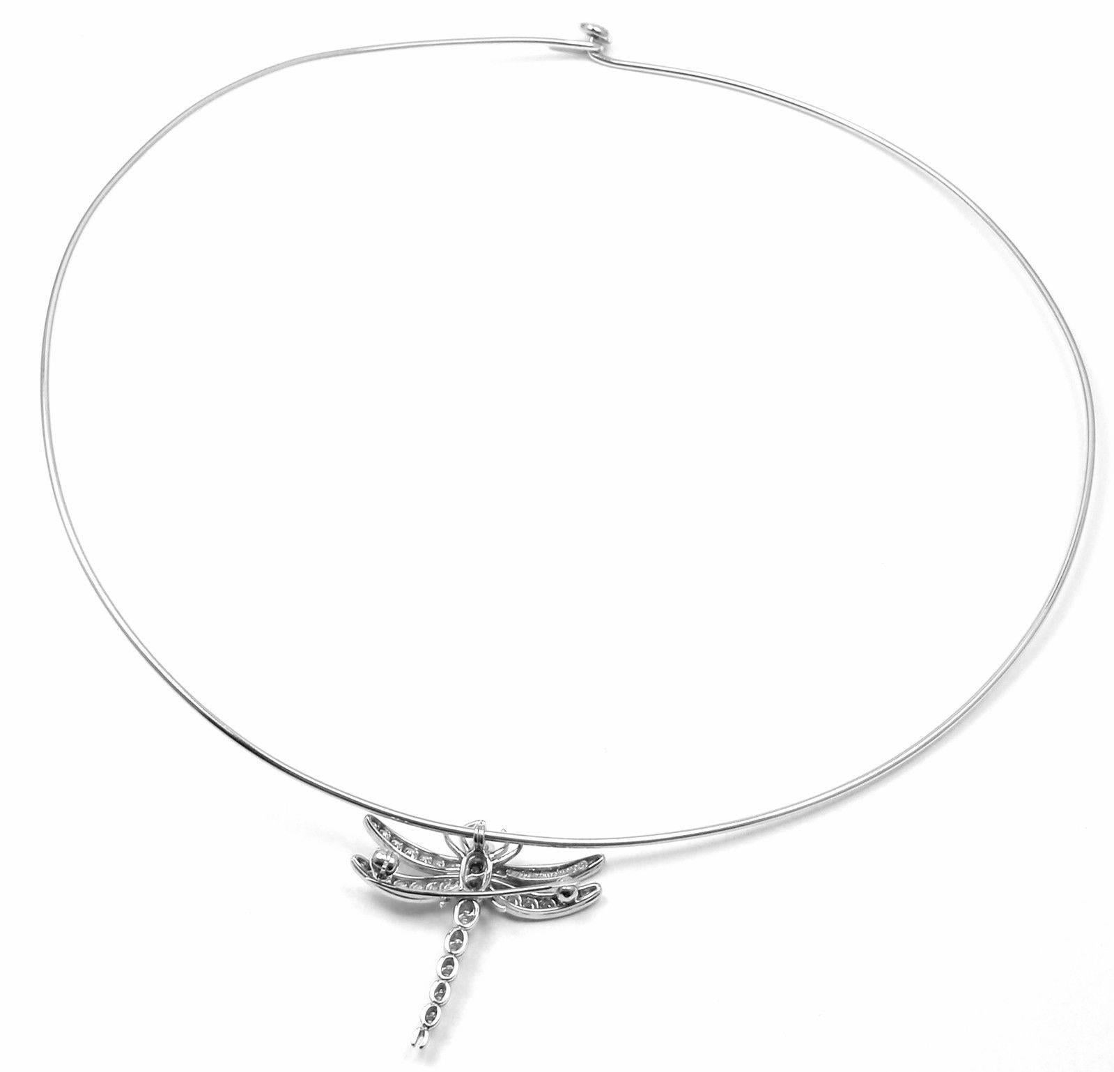 Women's or Men's Tiffany & Co. Diamond Dragonfly Platinum Brooch Pendant Necklace