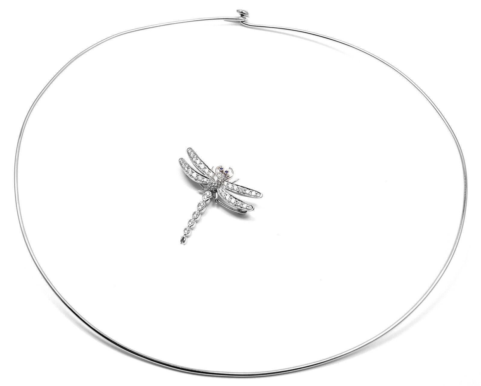 Tiffany & Co. Diamond Dragonfly Platinum Brooch Pendant Necklace 2