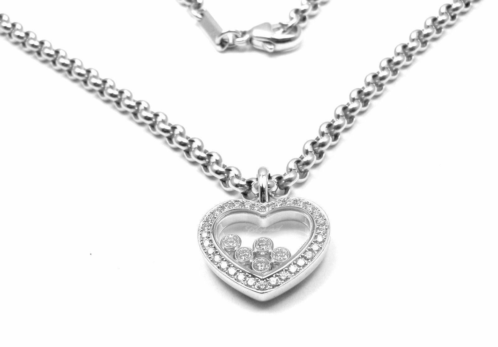 Chopard Happy Diamond Heart White Gold Pendant Necklace In New Condition In Southampton, PA