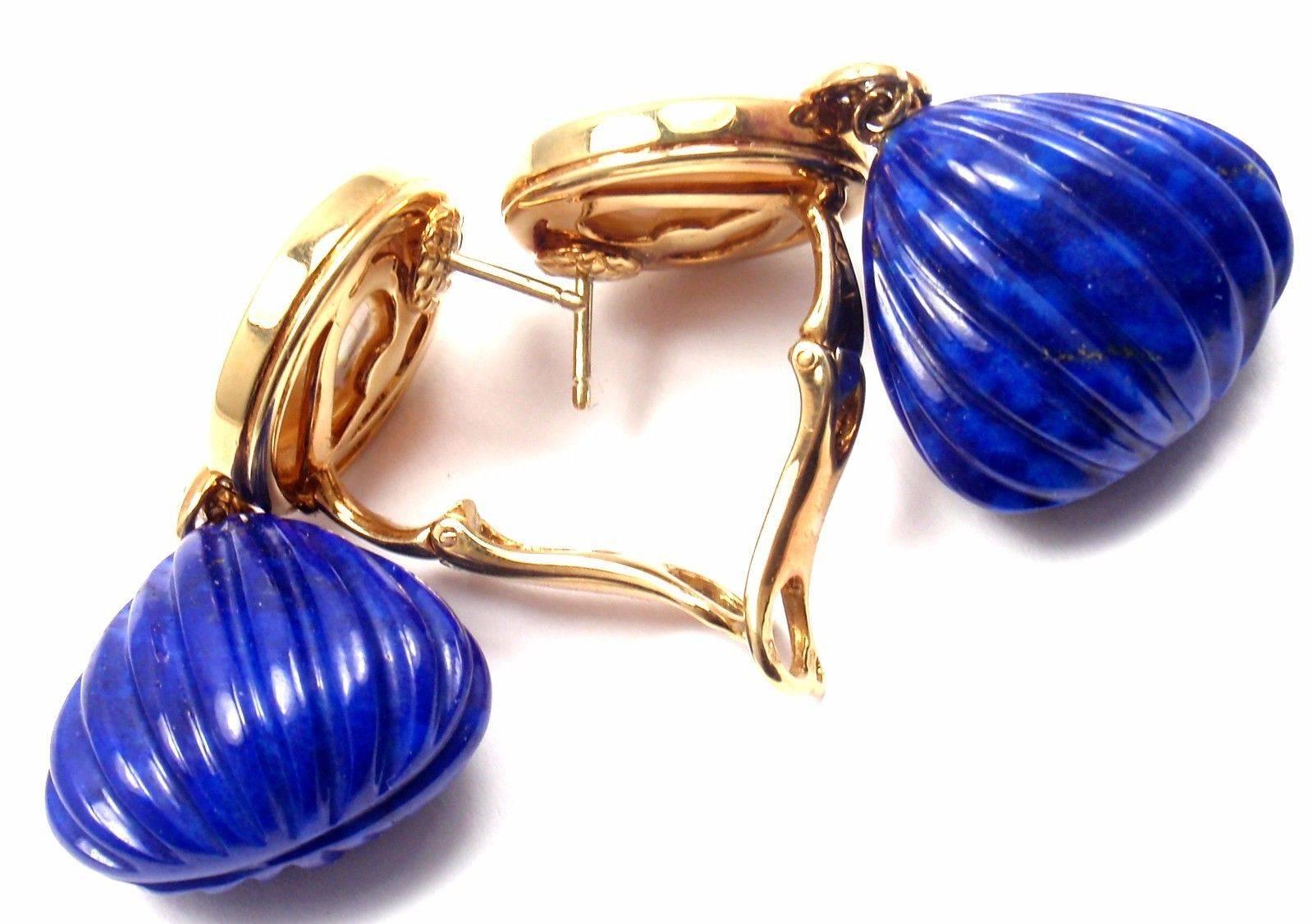 Women's or Men's Christian Dior Diamond Lapis Lazuli Mabe Pearl Yellow Gold Earrings