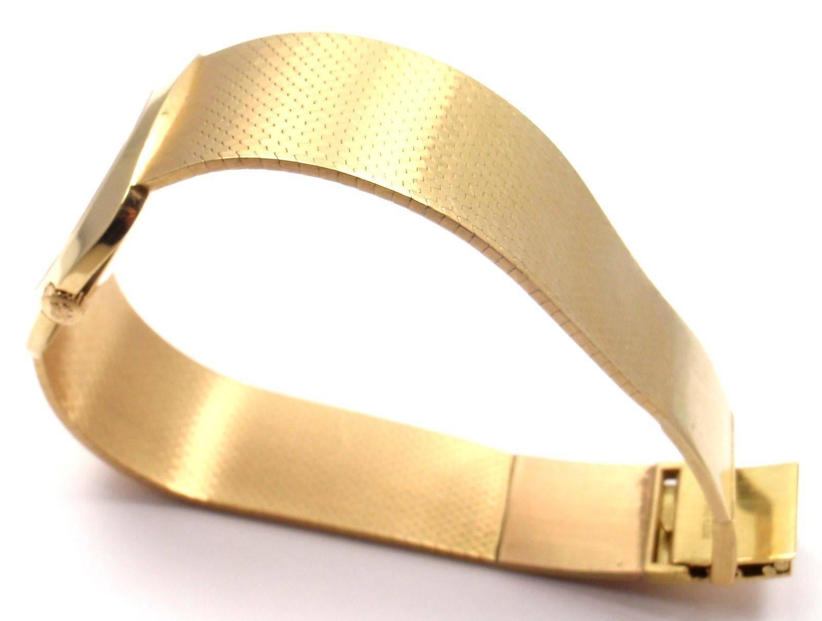 Women's or Men's Patek Philippe Yellow Gold Manual Wind Wristwatch with Integral Bracelet Watch