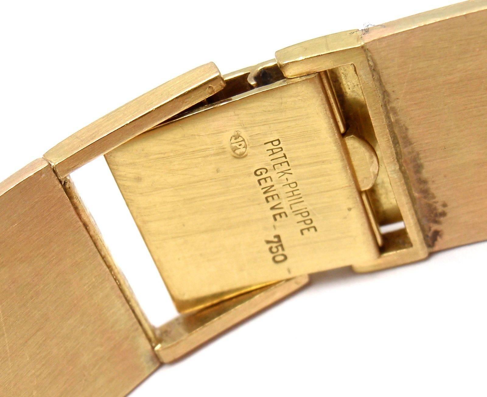 Patek Philippe Yellow Gold Manual Wind Wristwatch with Integral Bracelet Watch 4