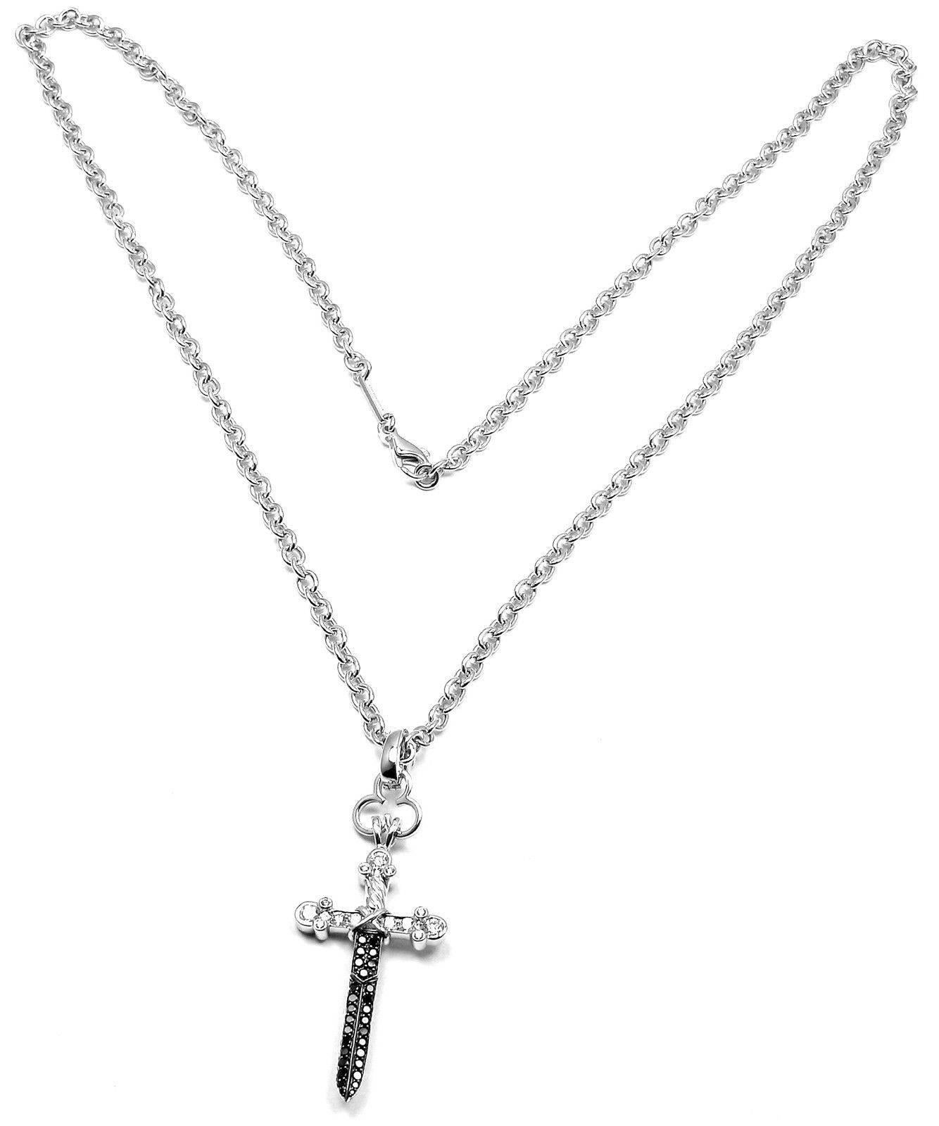 Garrard Knightrider Black White Diamond Sword Dagger White Gold Pendant Necklace 2
