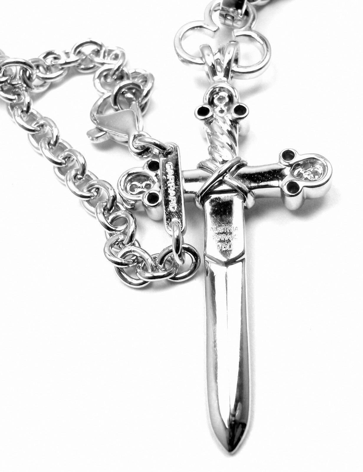 Garrard Knightrider Black White Diamond Sword Dagger White Gold Pendant Necklace 3
