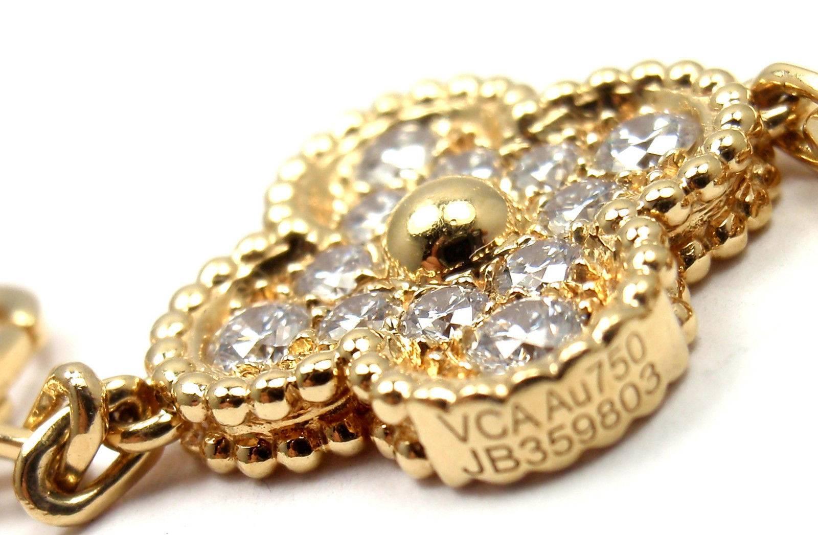 Van Cleef & Arpels Vintage Ten Motif Diamond Alhambra Yellow Gold Necklace 1