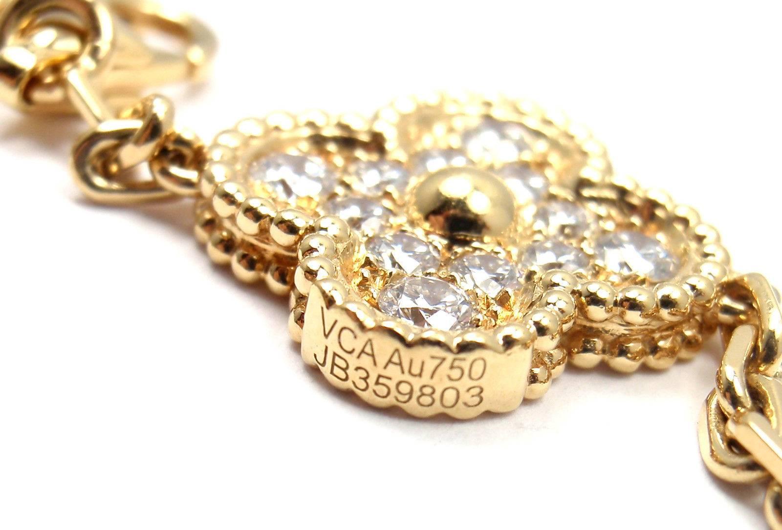 Van Cleef & Arpels Vintage Ten Motif Diamond Alhambra Yellow Gold Necklace 2