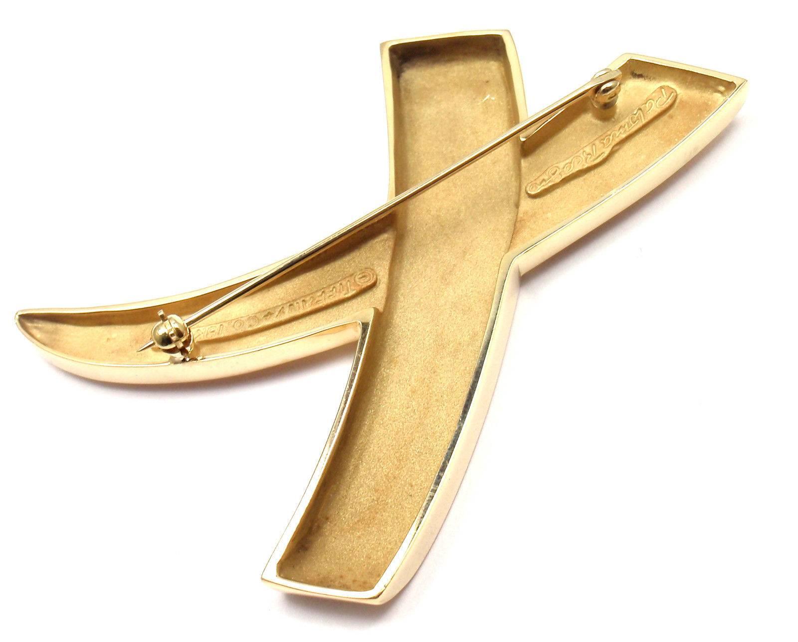 Tiffany & Co. Paloma Picasso Large X Yellow Gold Brooch Pin 3