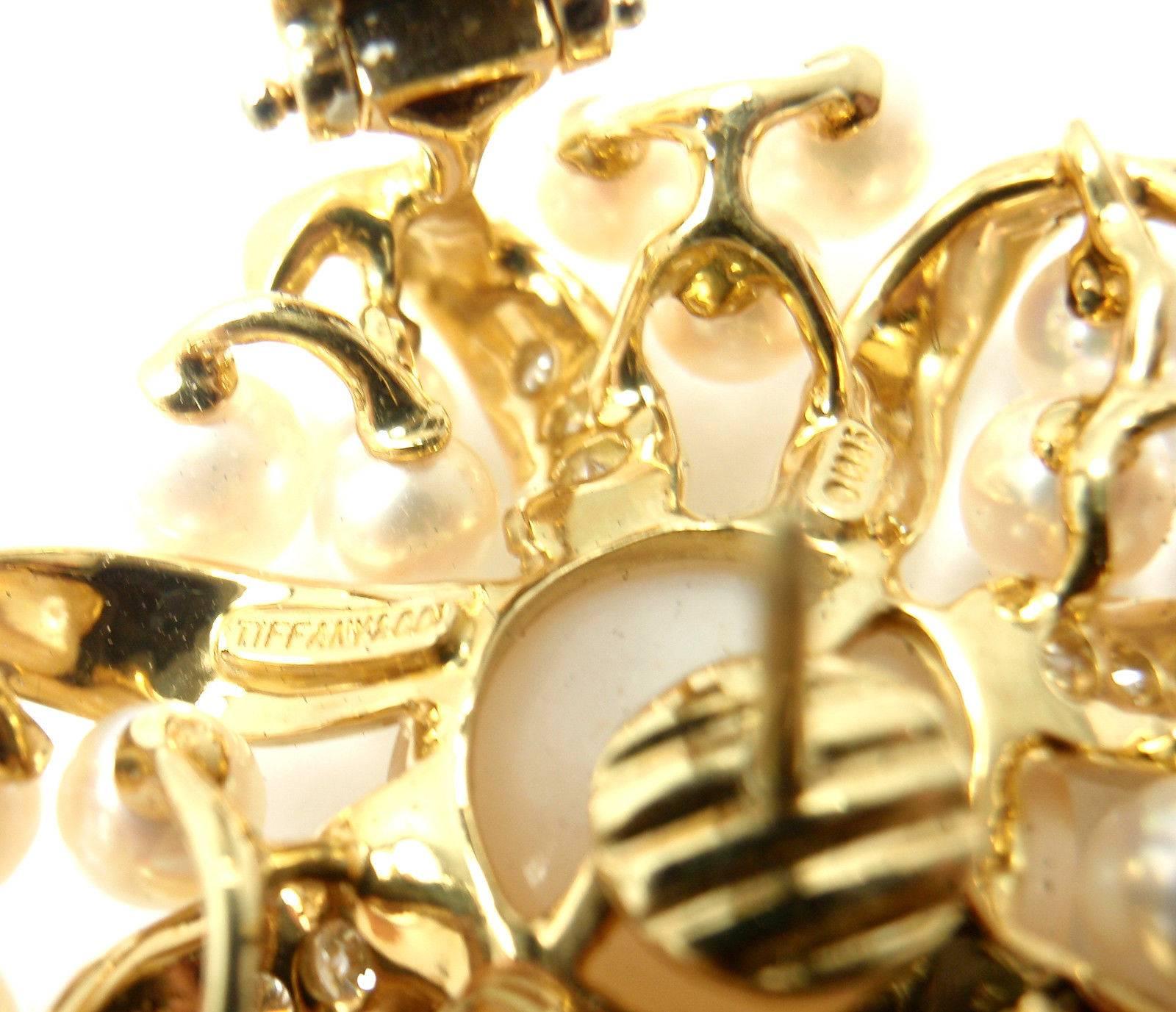 Tiffany & Co. Diamond Pearl Yellow Gold Large Earrings 1