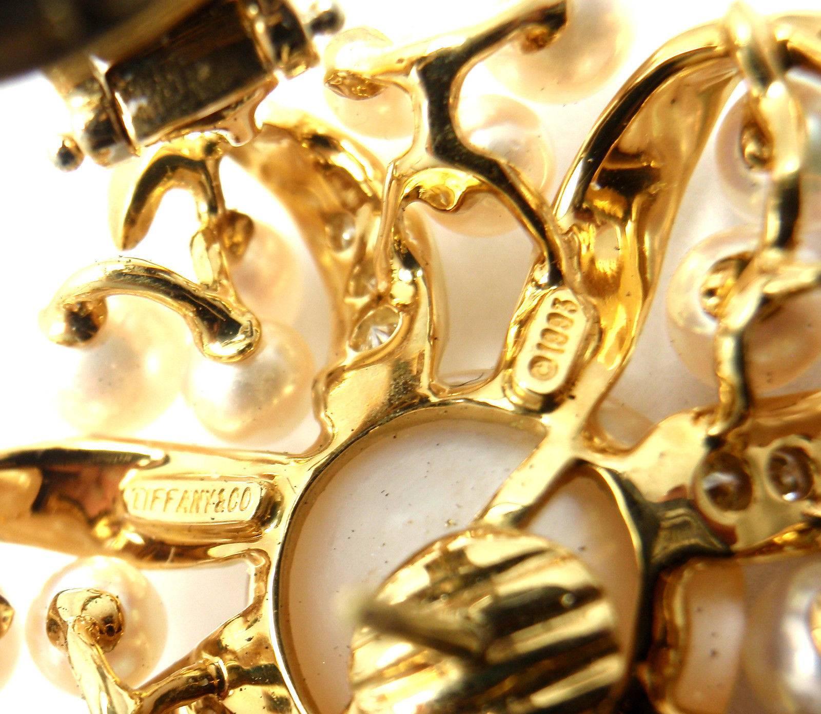 Tiffany & Co. Diamond Pearl Yellow Gold Large Earrings 6