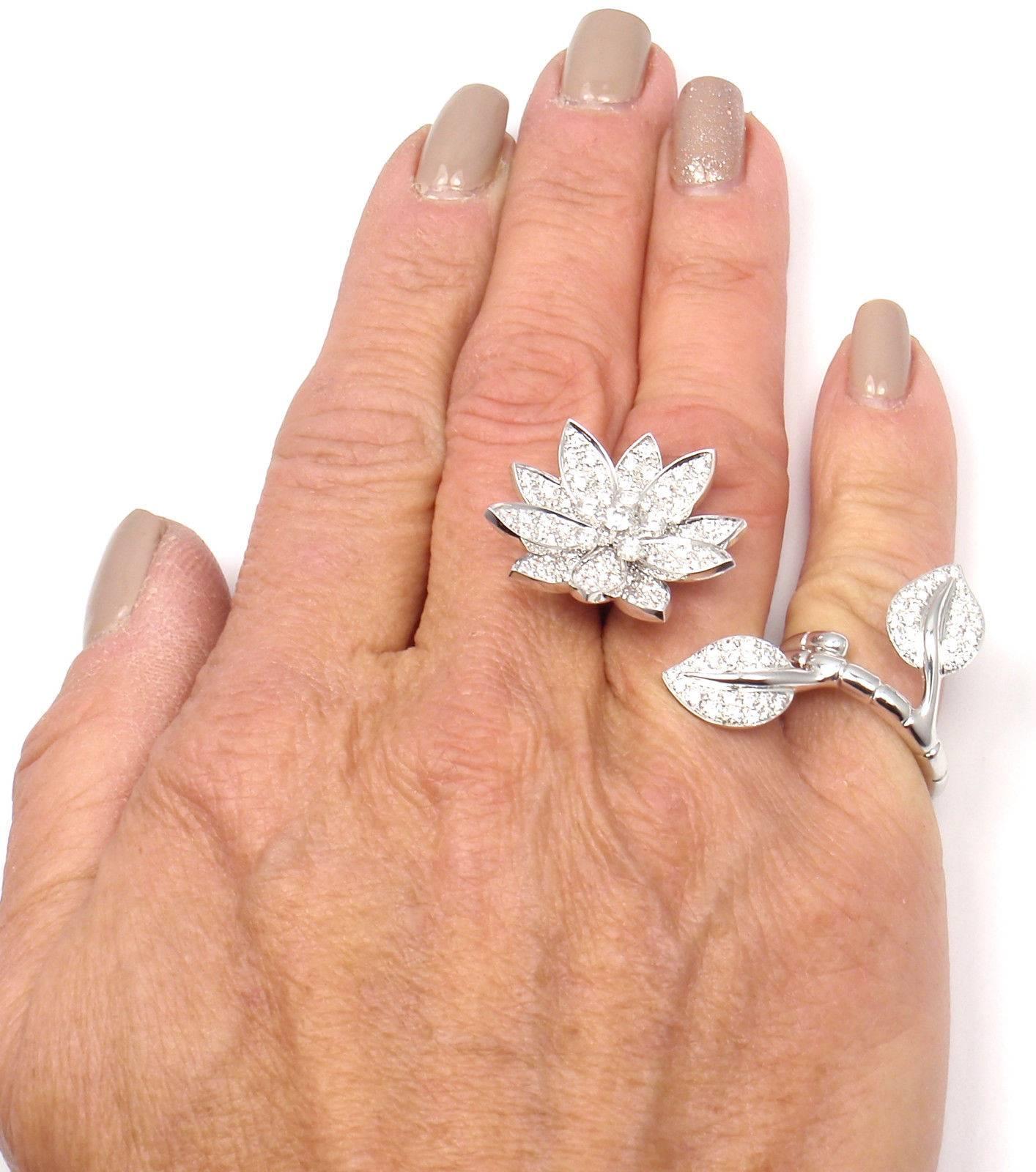Van Cleef & Arpels Lotus Flower Diamond White Gold Between the Finger Ring 6