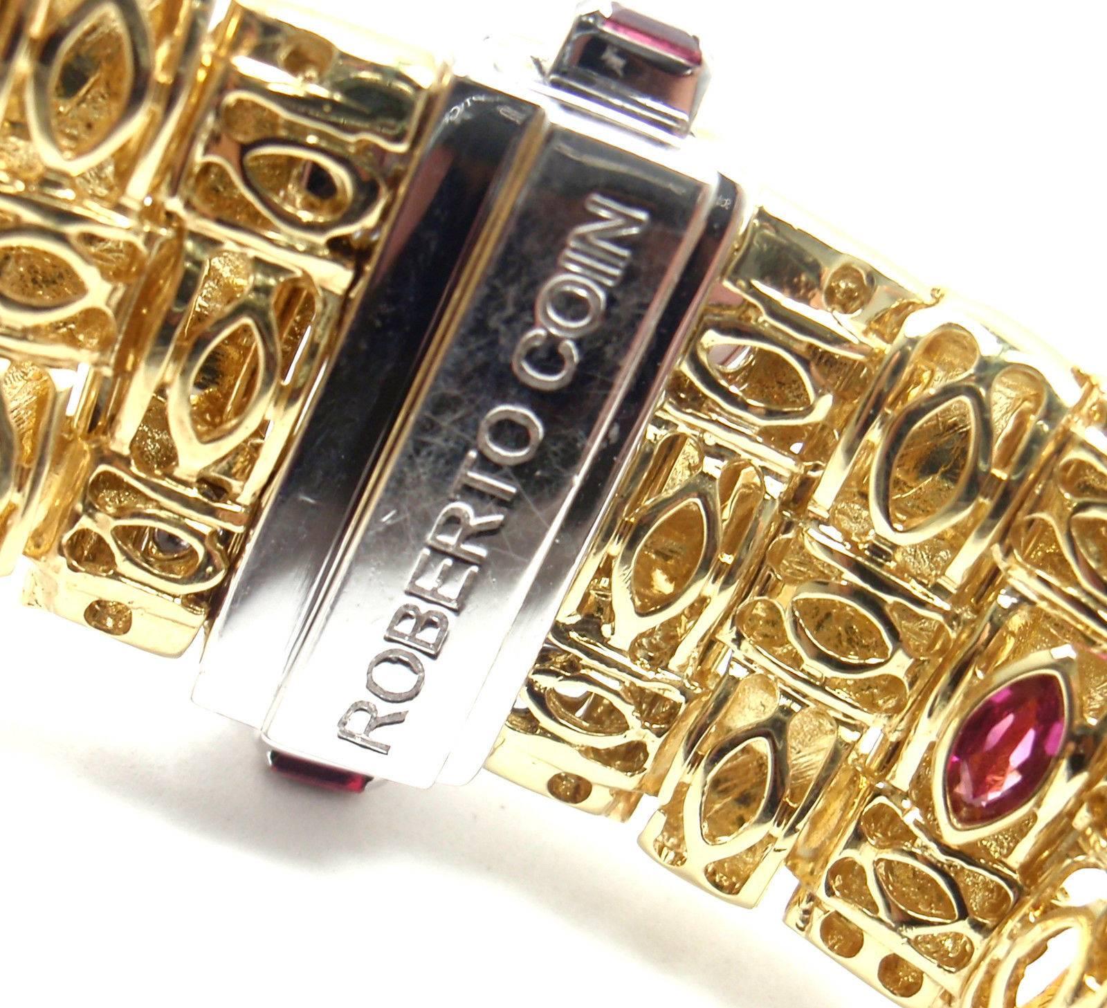 Roberto Coin Appassionata Diamond Ruby Three Row Yellow Gold Necklace In New Condition In Holland, PA