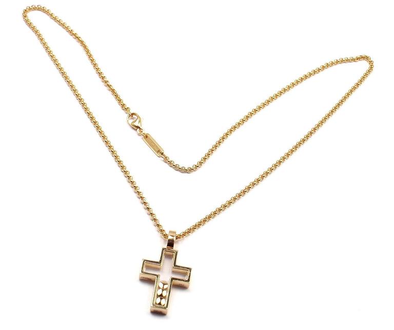 Chopard Diamond Happy Cross Yellow Gold Pendant Necklace at 1stDibs ...
