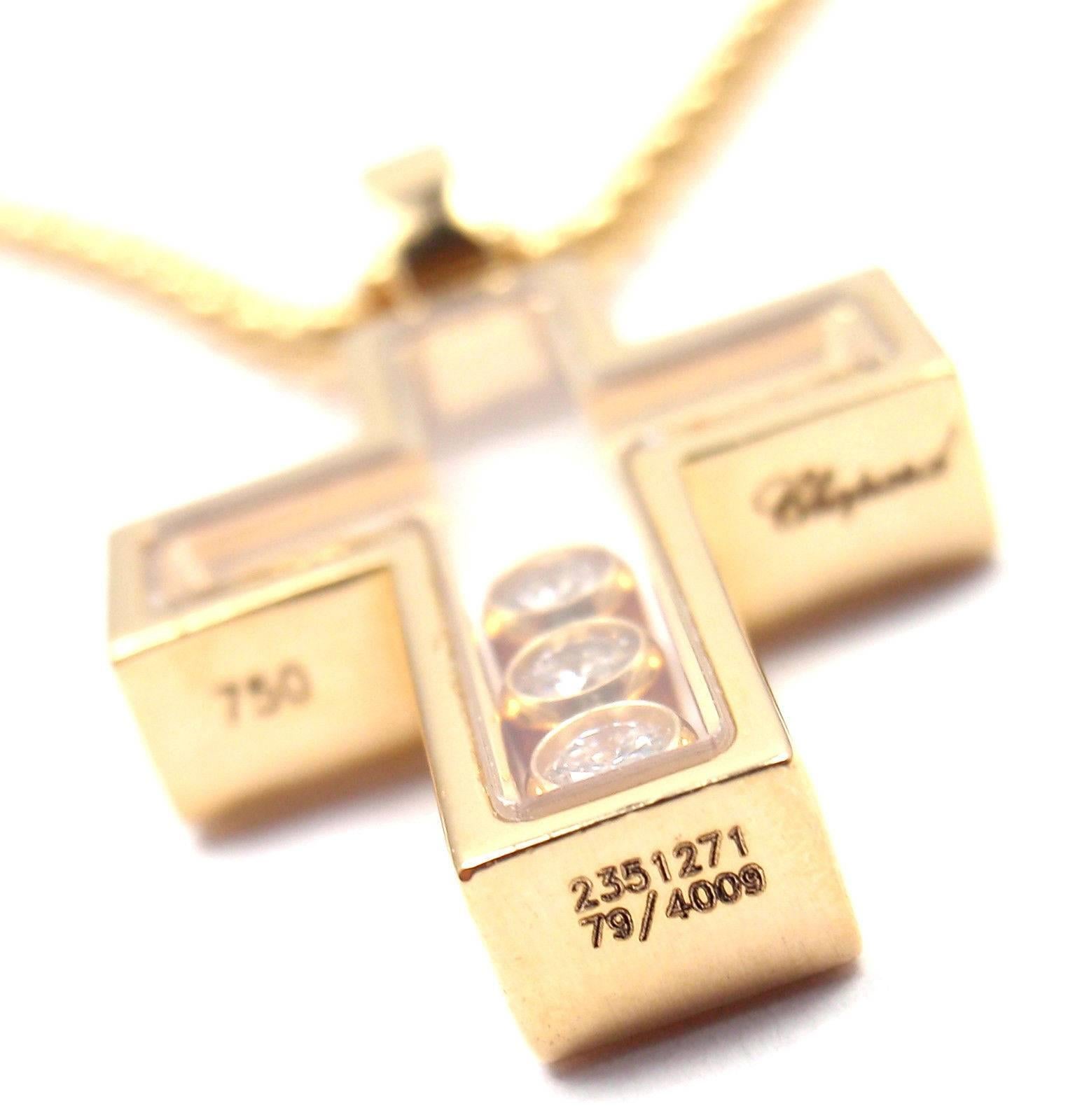 Women's or Men's Chopard Diamond Happy Cross Yellow Gold Pendant Necklace