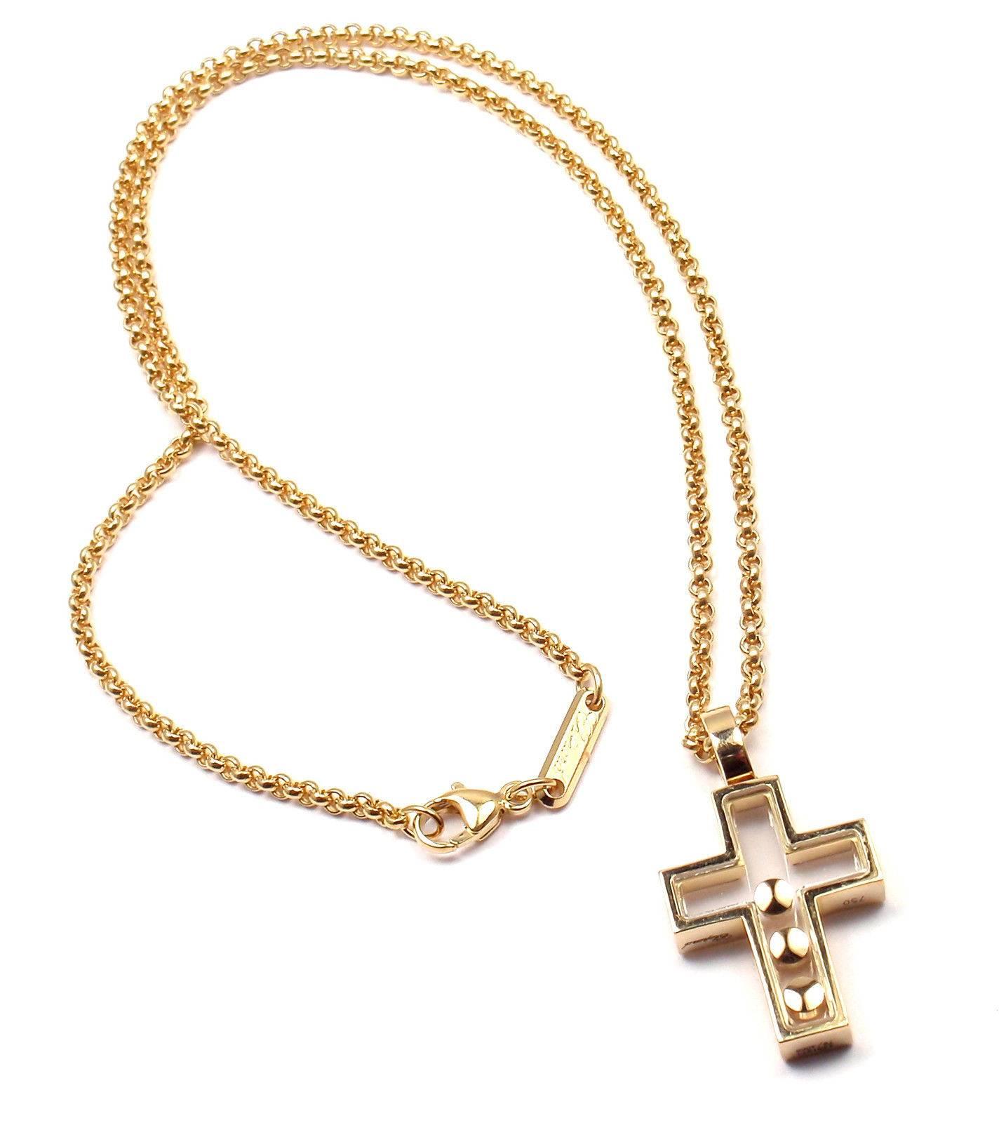 Chopard Diamond Happy Cross Yellow Gold Pendant Necklace 2