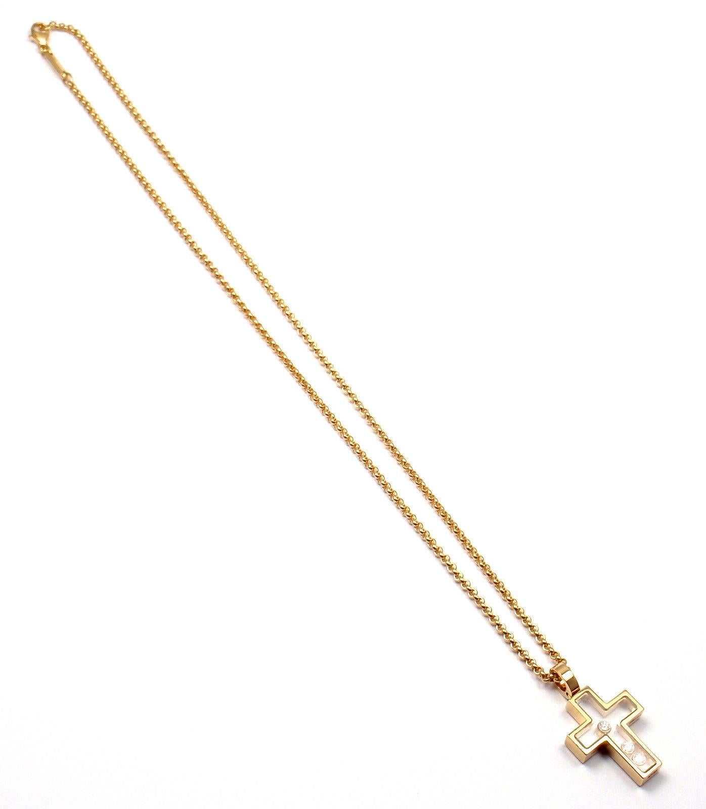 Chopard Diamond Happy Cross Yellow Gold Pendant Necklace 1
