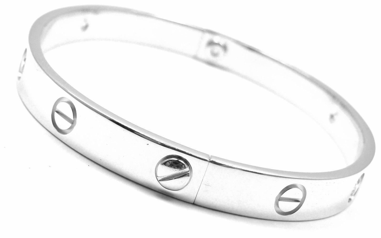 Cartier Four Diamond White Gold Love Bangle Bracelet In New Condition In Holland, PA