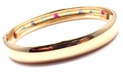 Cartier Sapphire Emerald Ruby Yellow Gold Bangle Bracelet